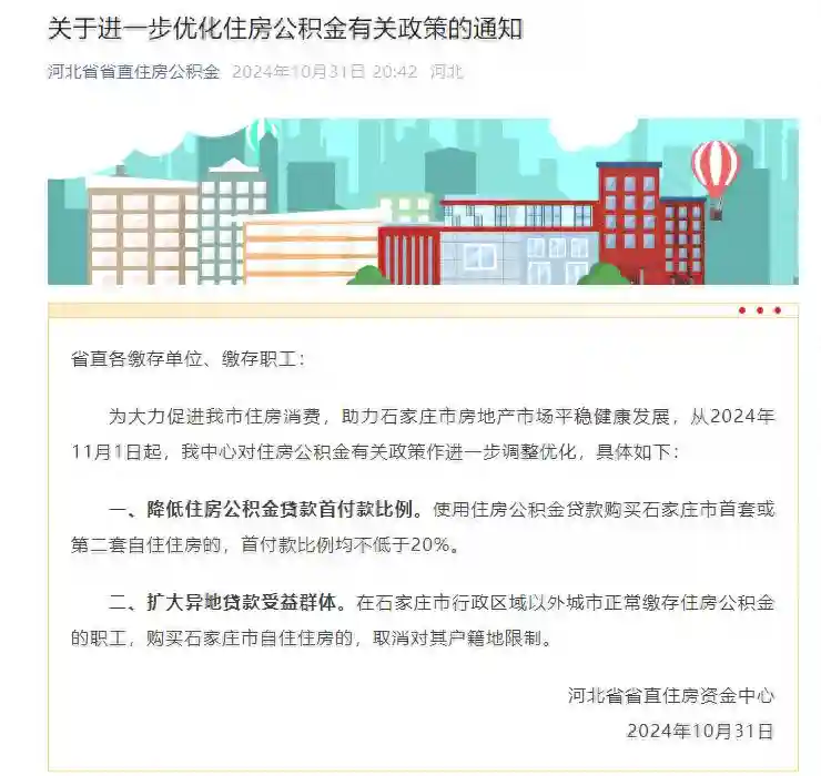 最新通知！河北省省直住房公积金有关政策明起调整